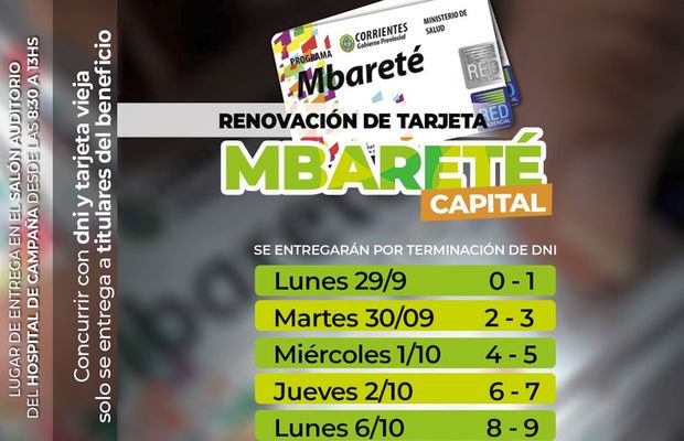 Salud renueva la tarjeta Mbareté